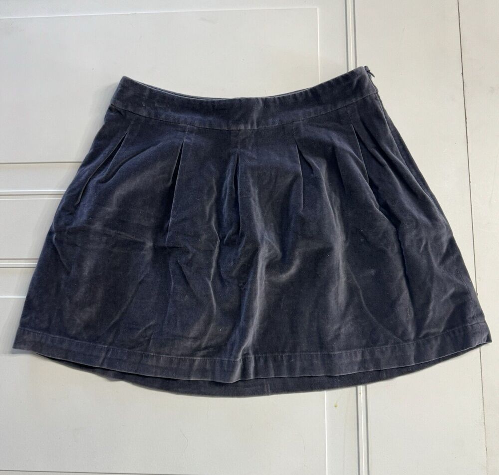 Original Frenchi Vintage Womens Sz M Blue Gray Velvet Mini Skirt Flare Cotton